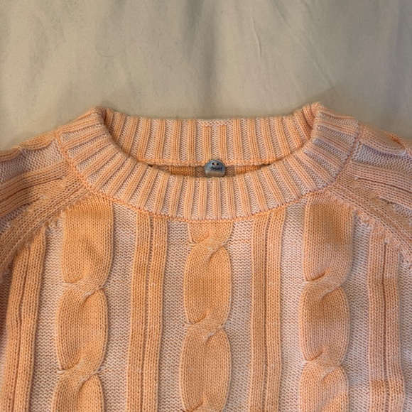 NWT Margaret O’Leary Cable Knit Crewneck Sweater – Peach, Size S - Picture 3 of 13